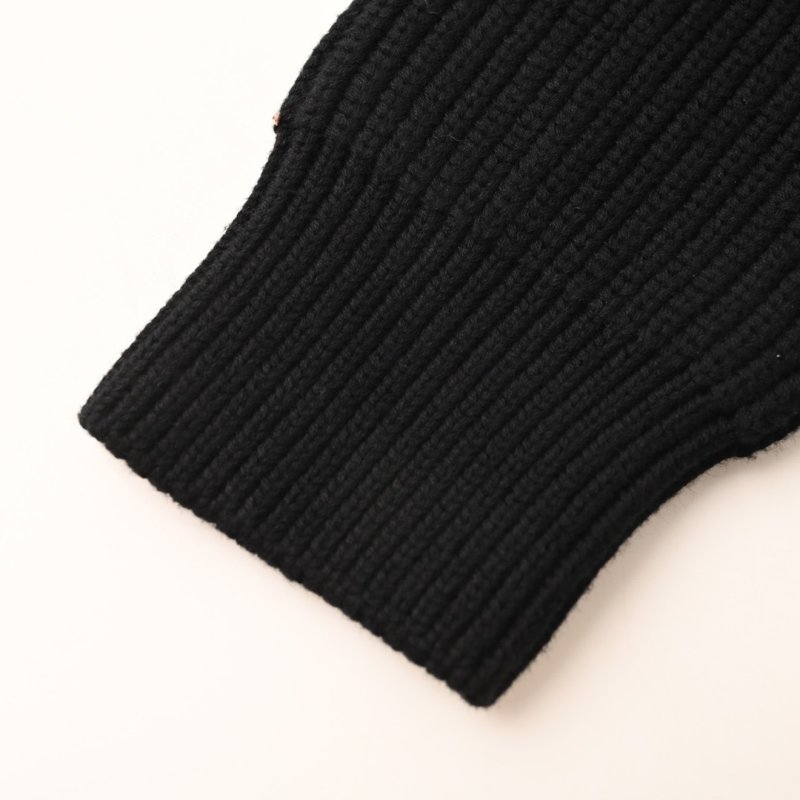 Black Ribbed Crew Neck Sweater with Elbow Cutouts view