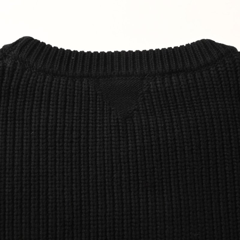 Black Ribbed Crew Neck Sweater with Elbow Cutouts view