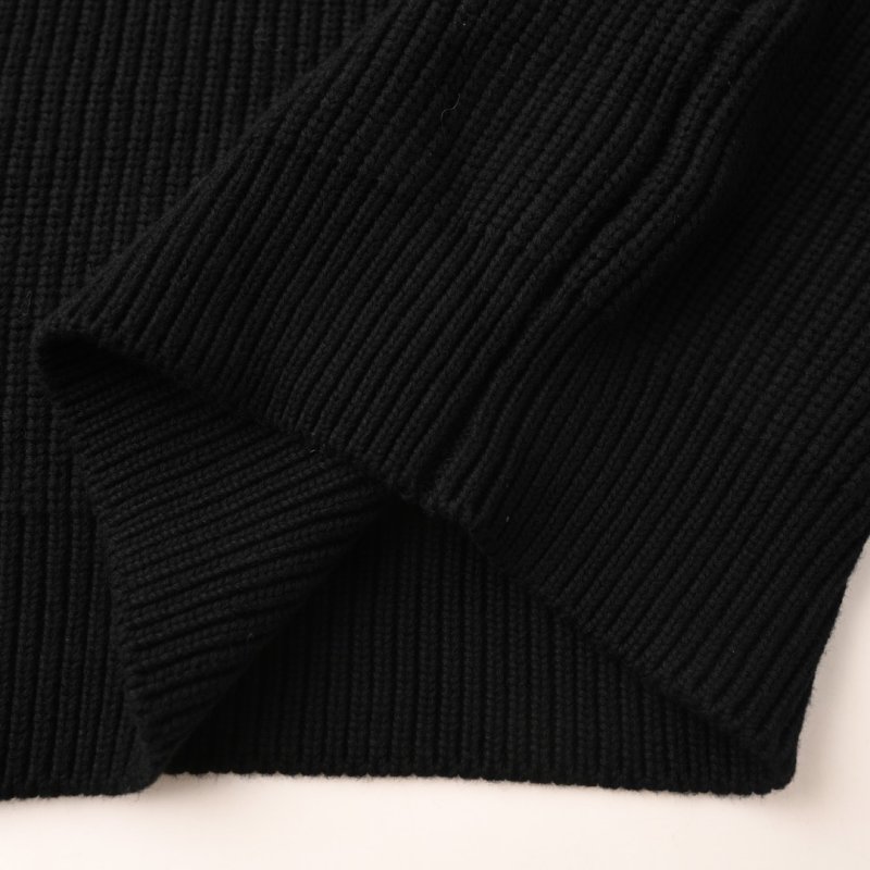 Black Ribbed Crew Neck Sweater with Elbow Cutouts view