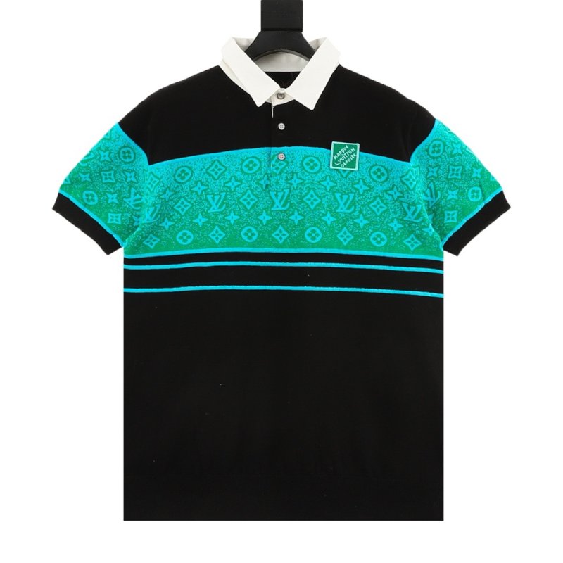 Louis Vuitton Gradient Monogram Polo Shirt Black Turquoise