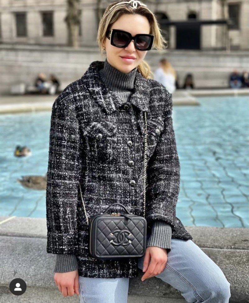 Black Gradient Square Sunglasses with Gold Accent Arms view
