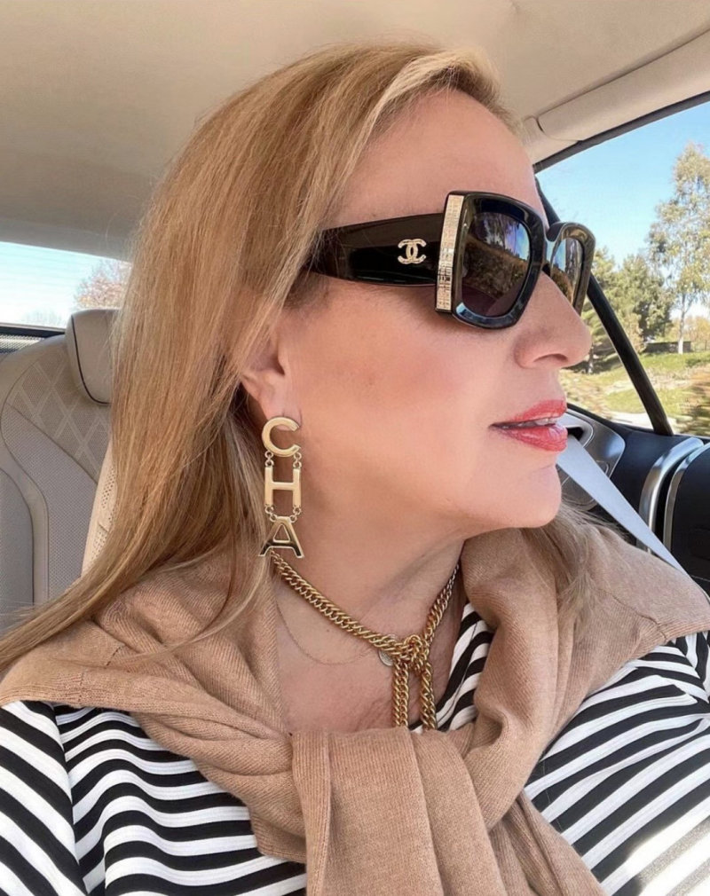 Black Gradient Square Sunglasses with Gold Accent Arms view