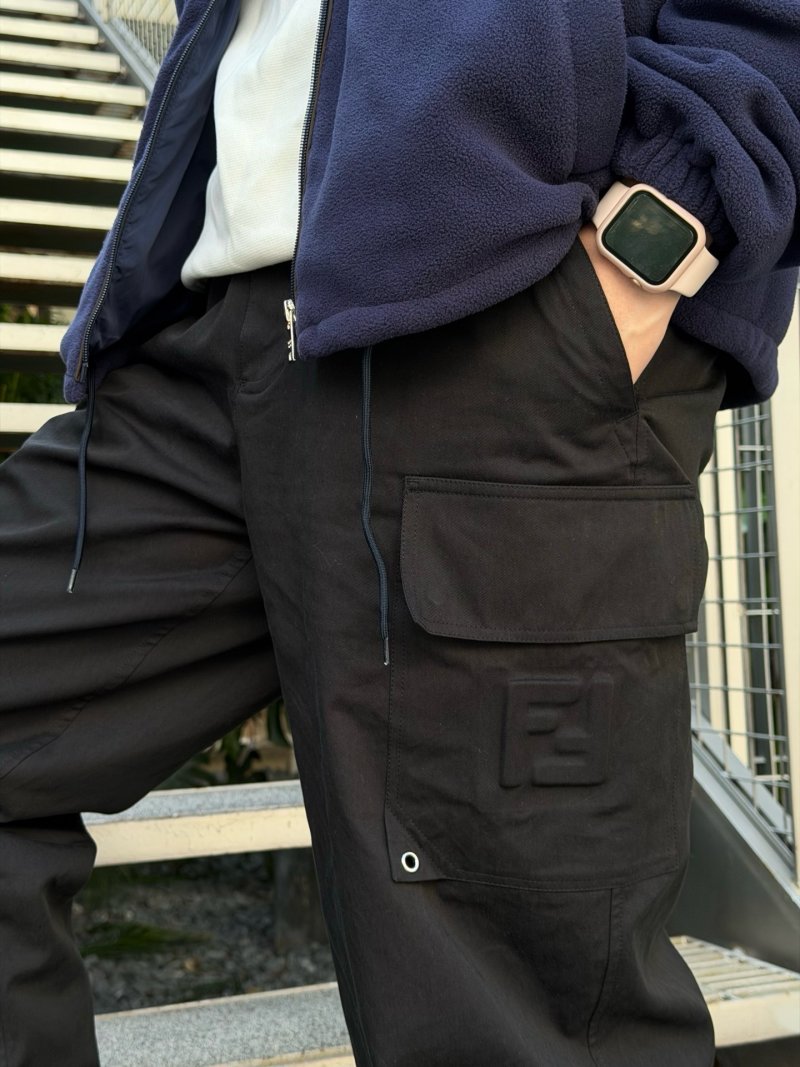 Black Cargo Pants with Multiple Pockets