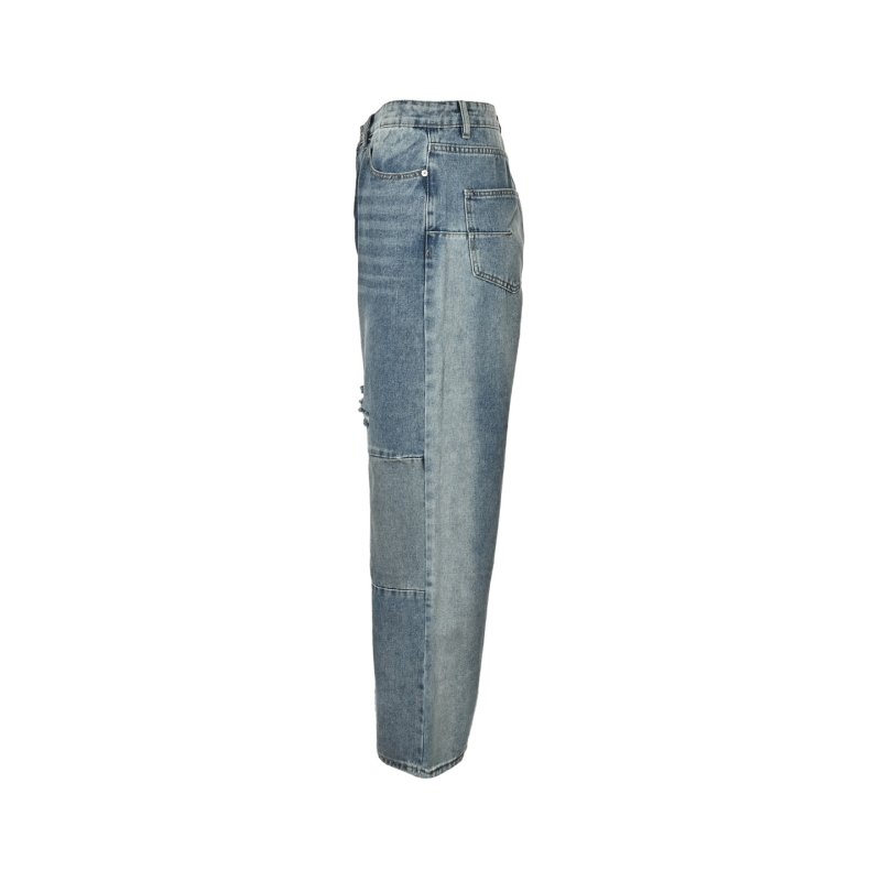 Color-Block Patchwork Denim Jeans Light Wash view