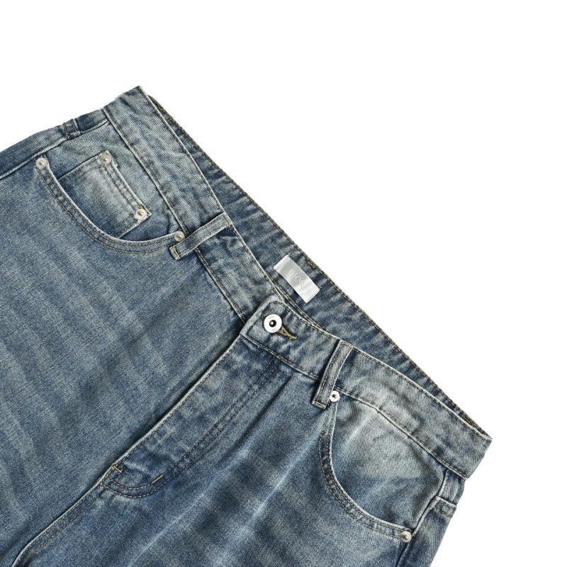 Color-Block Patchwork Denim Jeans Light Wash view