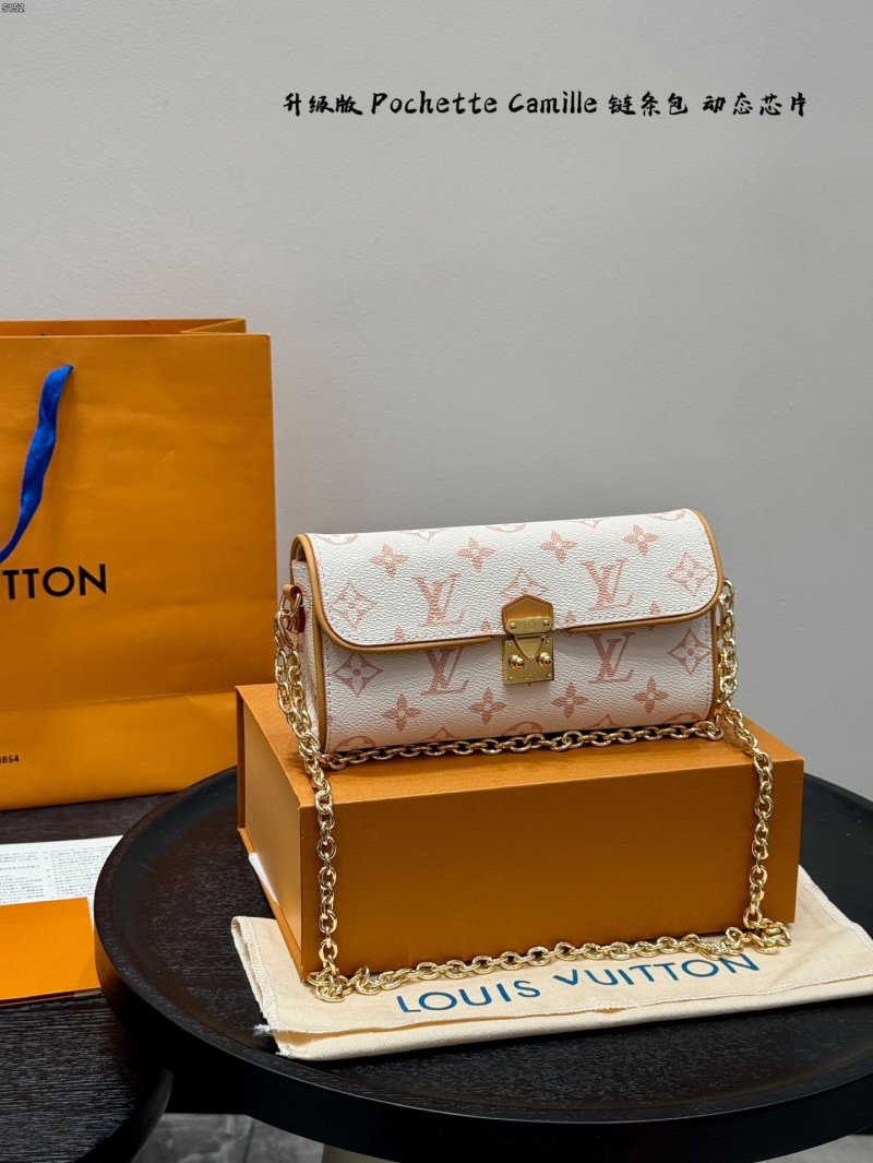 Louis Vuitton Pochette Camille Monogram Chain Bag Oatmeal