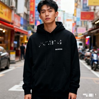 Balenciaga Black Logo Hoodie view 3