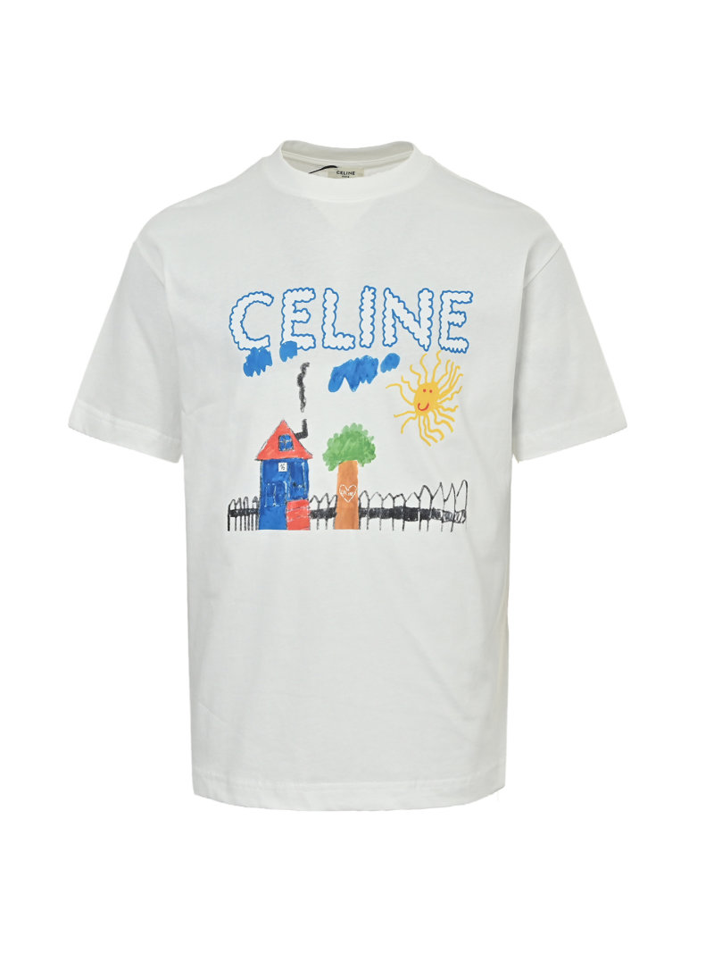 Cream Graphic T-Shirt with Embroidered Landscape Scene view
