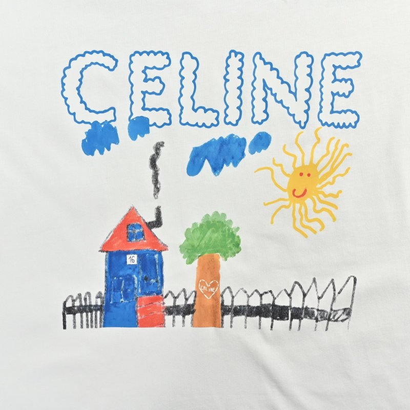 Cream Graphic T-Shirt with Embroidered Landscape Scene view