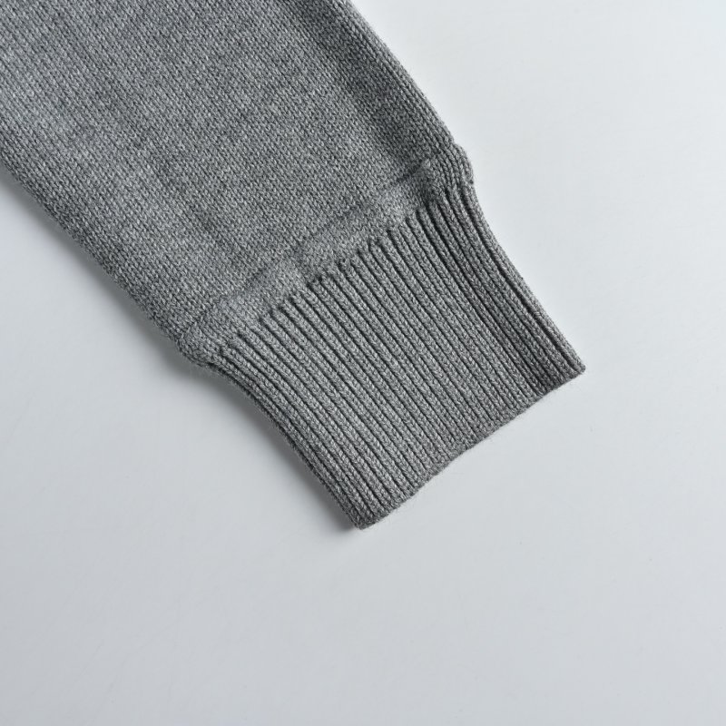 Moncler Charcoal Logo Crew Neck Sweater with Stripe Sleeves view