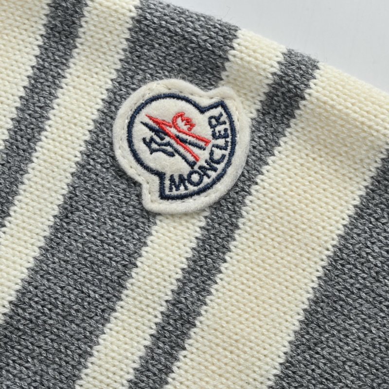 Moncler Charcoal Logo Crew Neck Sweater with Stripe Sleeves view