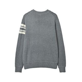 Moncler Charcoal Logo Crew Neck Sweater with Stripe Sleeves view 13