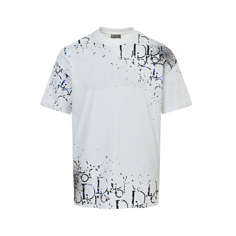 Dior White Splatter Logo Short-Sleeve T-Shirt view