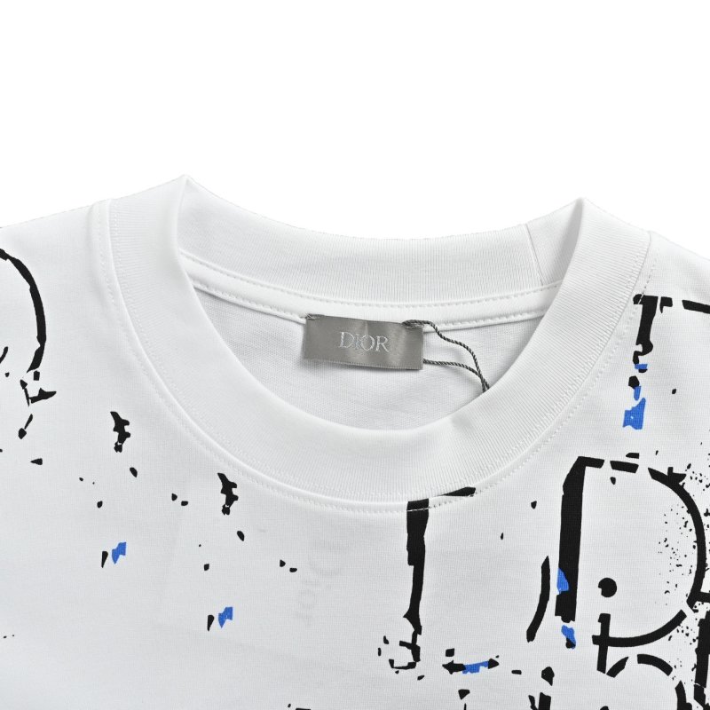 Dior White Splatter Logo Short-Sleeve T-Shirt view