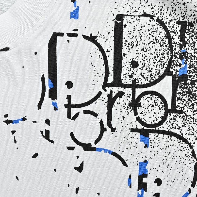 Dior White Splatter Logo Short-Sleeve T-Shirt view