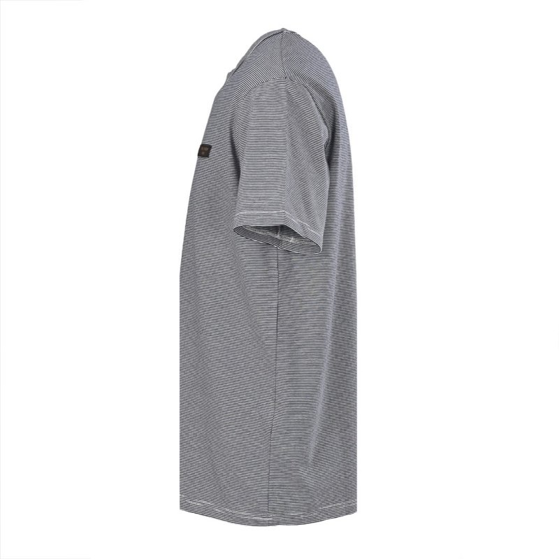 Grey Striped Short Sleeve T-Shirt with Chest Logo view