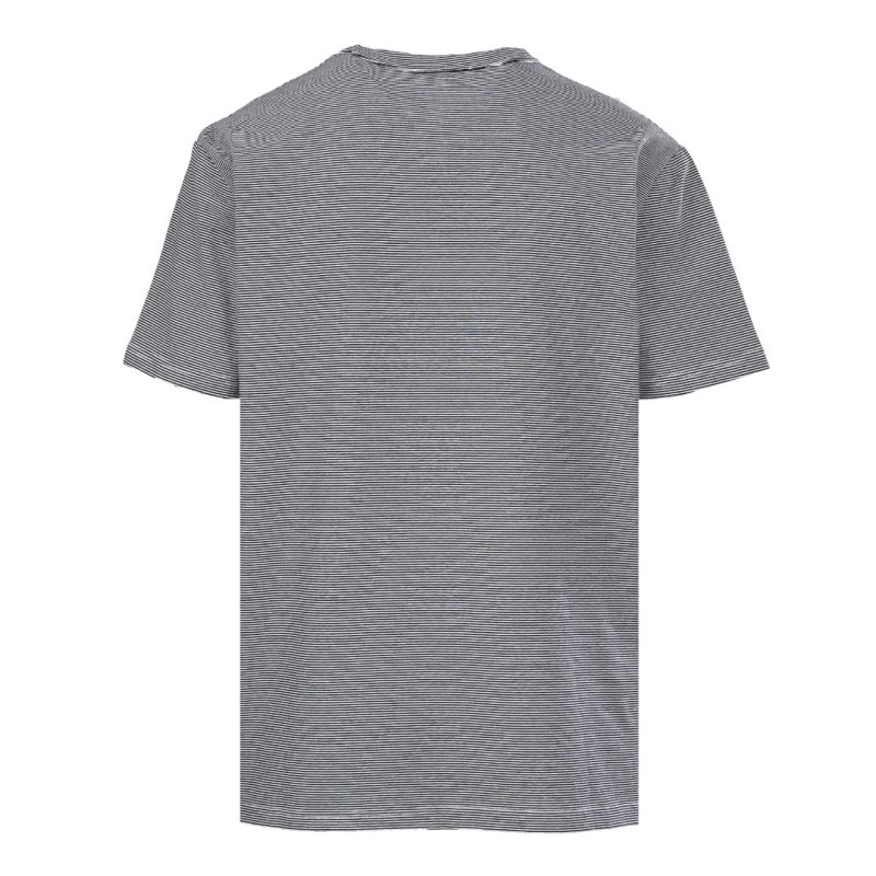 Grey Striped Short Sleeve T-Shirt with Chest Logo view