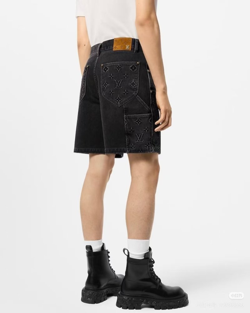 Louis Vuitton Monogram Embossed Denim Cargo Shorts Black view
