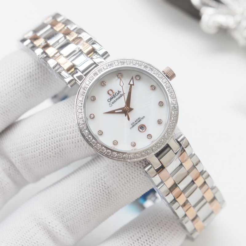 Omega De Ville Inspired Women's Quartz Watch 28mm Silver