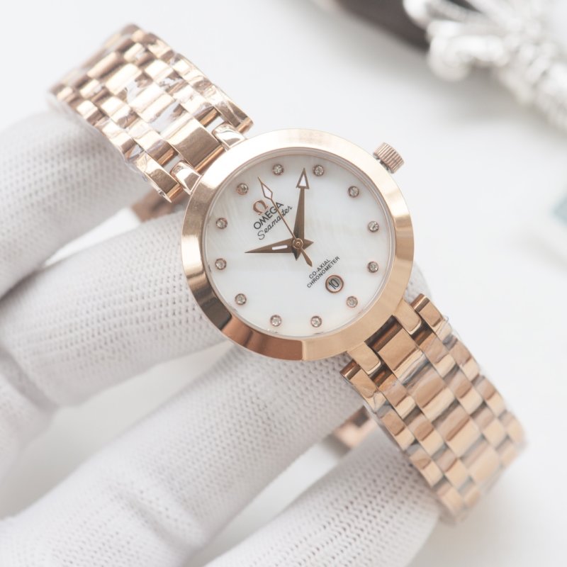 Omega De Ville Inspired Women's Quartz Watch 28mm Silver view