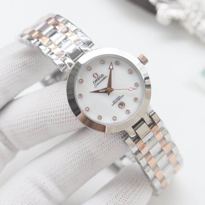 Omega De Ville Inspired Women's Quartz Watch 28mm Silver view