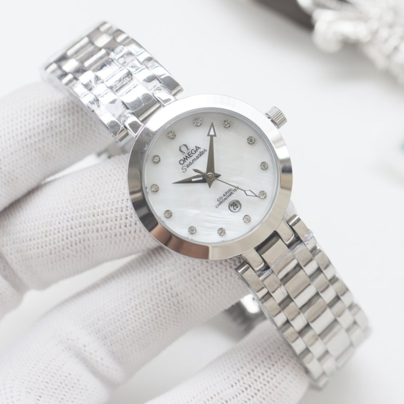 Omega De Ville Inspired Women's Quartz Watch 28mm Silver view