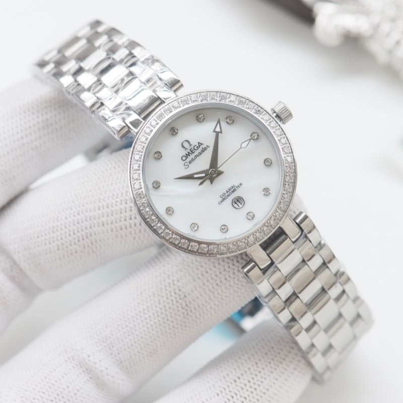 Omega De Ville Inspired Women's Quartz Watch 28mm Silver view