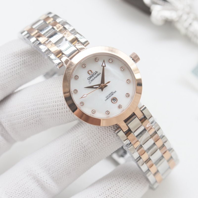Omega De Ville Inspired Women's Quartz Watch 28mm Silver view
