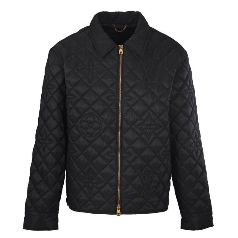 Black Quilted Bomber Jacket view