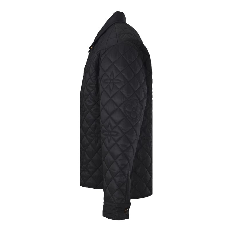 Black Quilted Bomber Jacket view