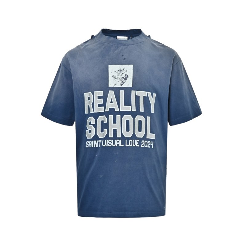 Reality School Graphic Print Oversized T-Shirt Blue view