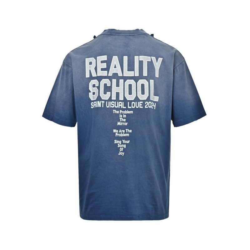Reality School Graphic Print Oversized T-Shirt Blue view