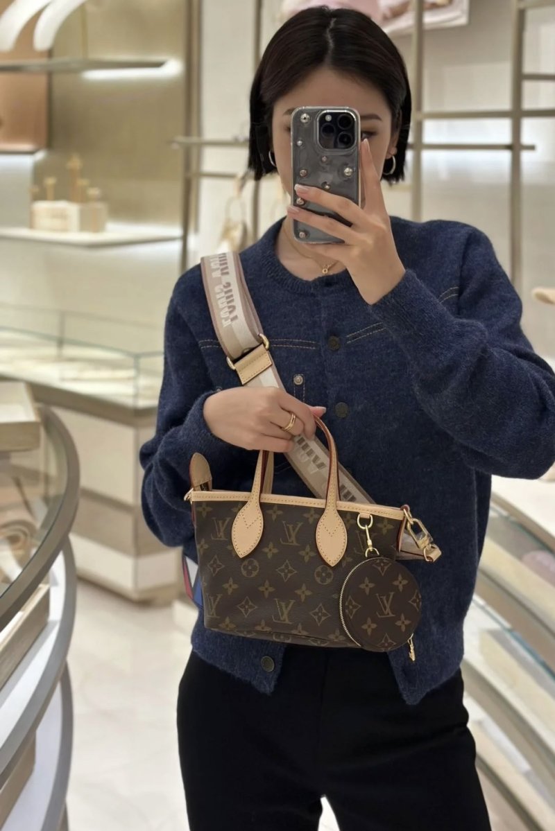 Louis Vuitton Monogram Canvas Shoulder Bag Tan Leather Strap view
