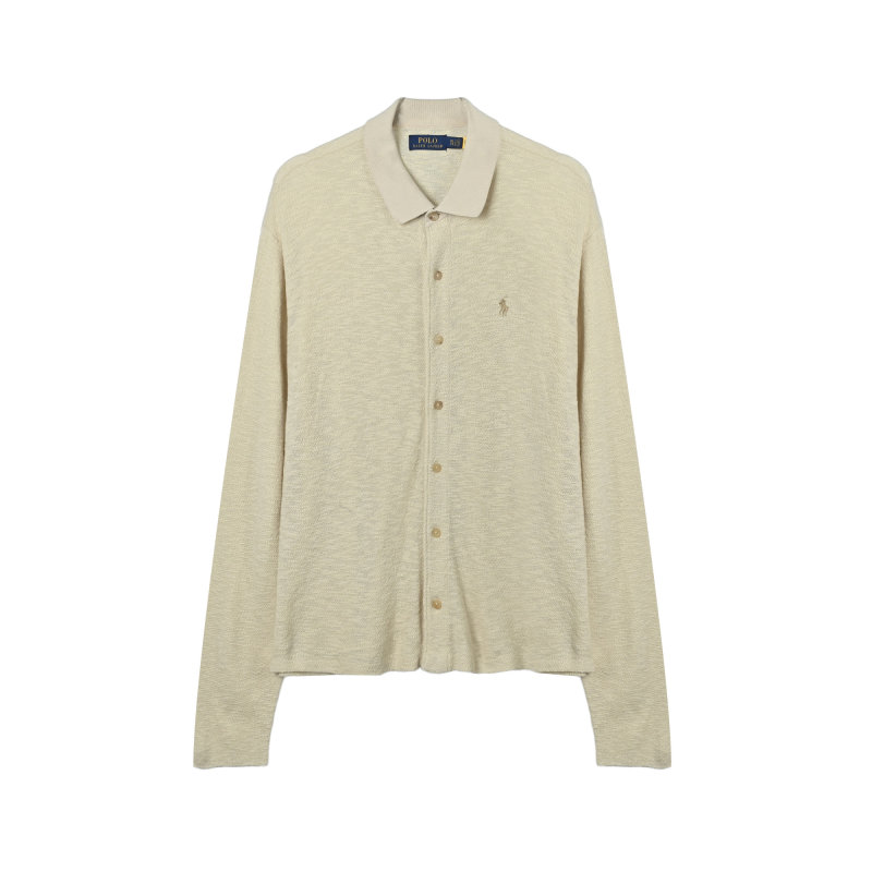 Cream Waffle-Knit Long-Sleeve Cardigan view