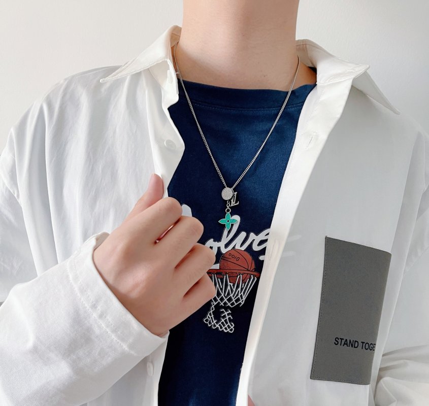 LV Opal Monogram Flower Charm Necklace Silver view