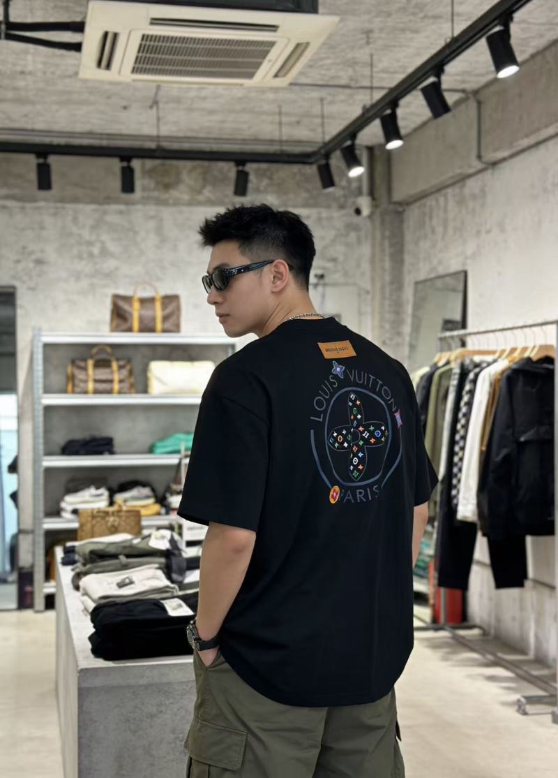 Louis Vuitton Colorful Monogram Embroidered Black T-Shirt view