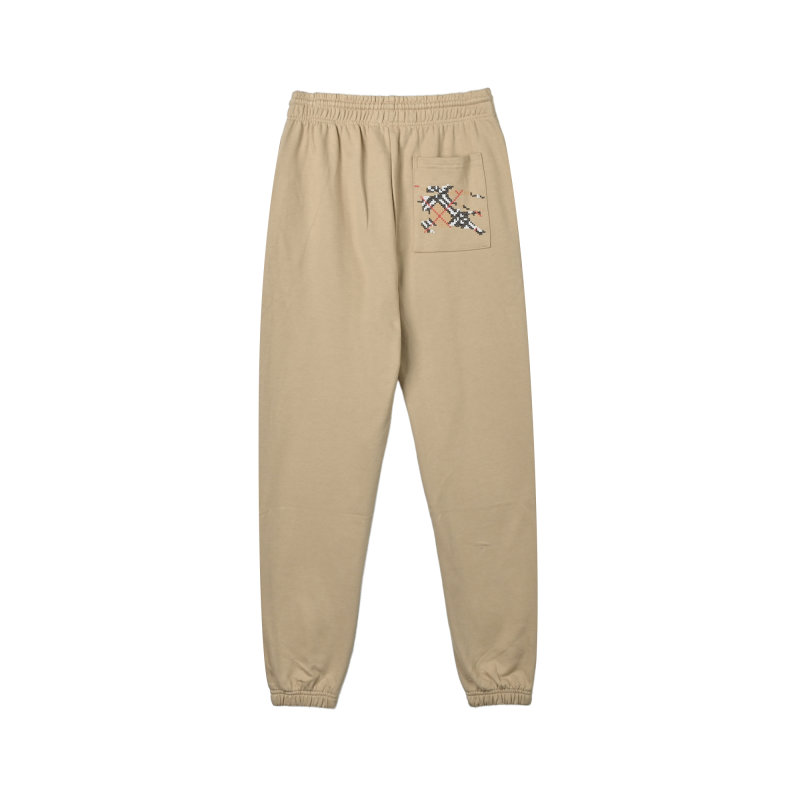 Beige Embroidered Jogger Pants with Crest Detail view