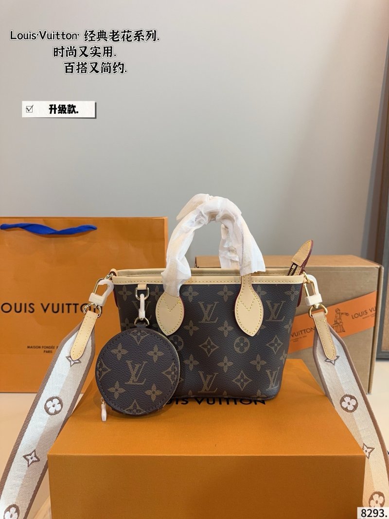 Louis Vuitton Neverfull BB Monogram Canvas Shoulder Bag Cream