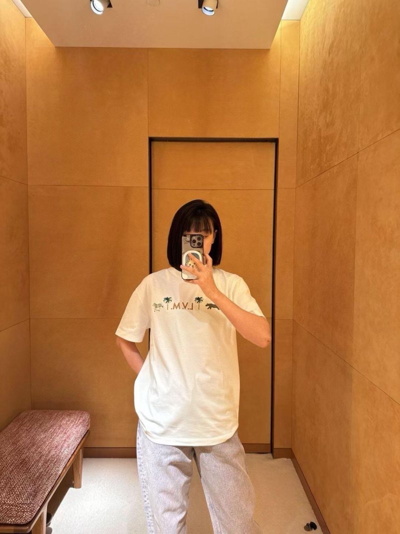 Cream Embroidered Palm Logo Short Sleeve T-Shirt view