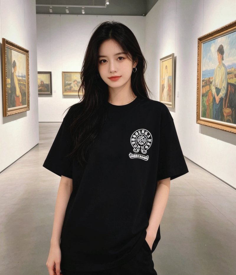 Chrome Hearts Black Logo Short Sleeve T-Shirt