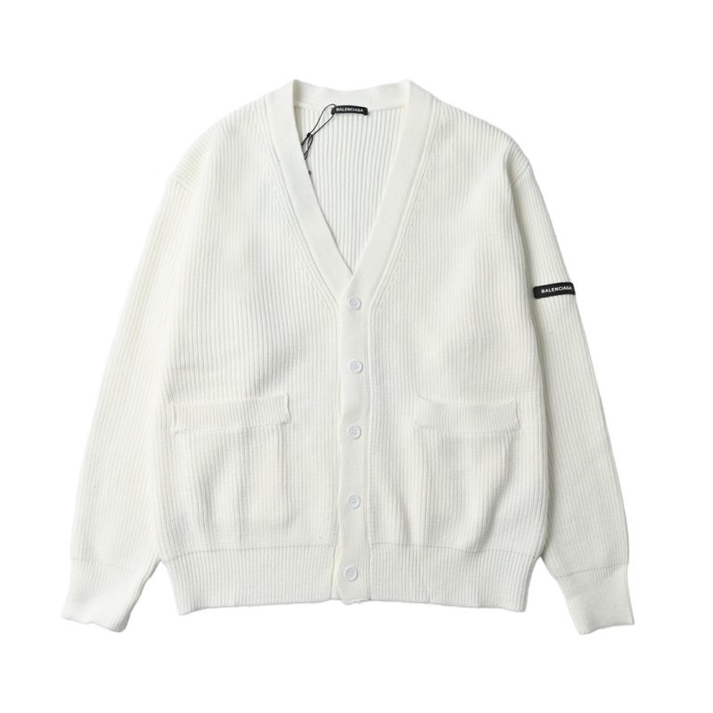 Balenciaga Ribbed Knit Cardigan White view
