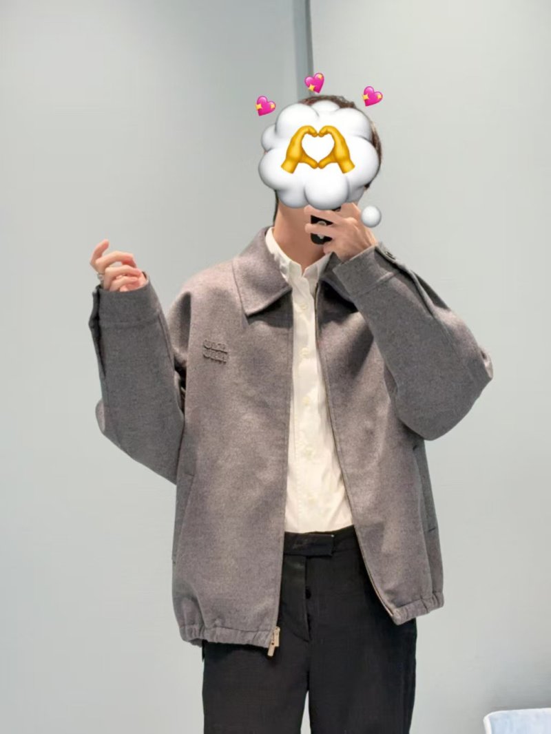 Oversized Grey Wool Blend Coach Jacket