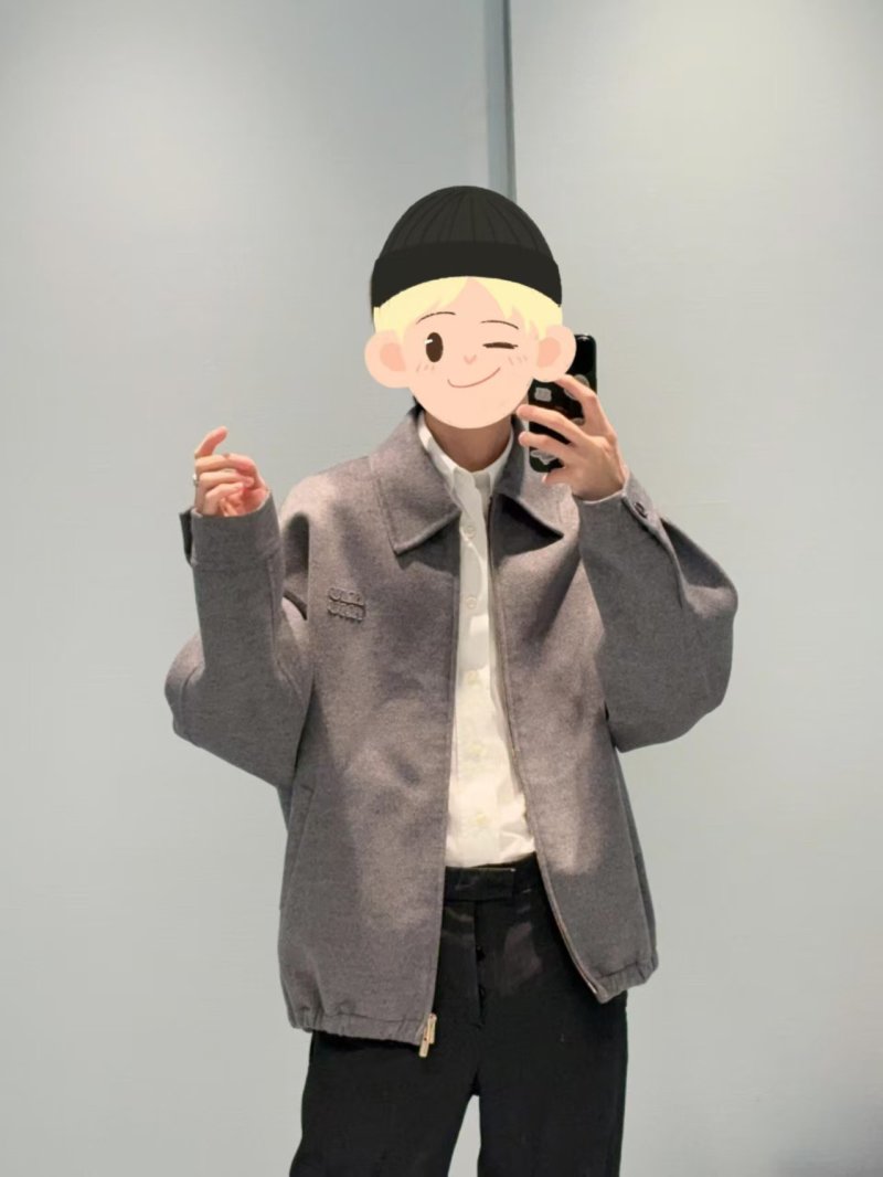 Oversized Grey Wool Blend Coach Jacket view