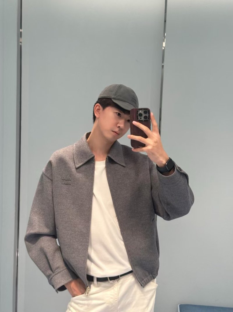 Oversized Grey Wool Blend Coach Jacket view