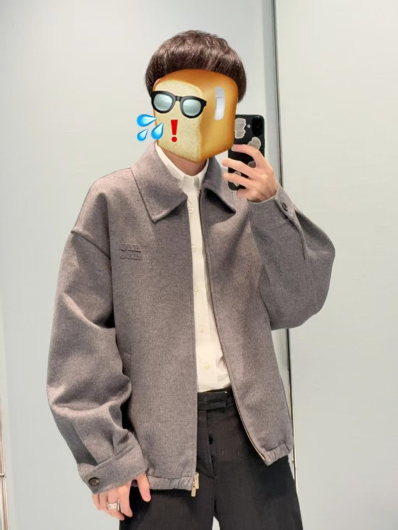Oversized Grey Wool Blend Coach Jacket view
