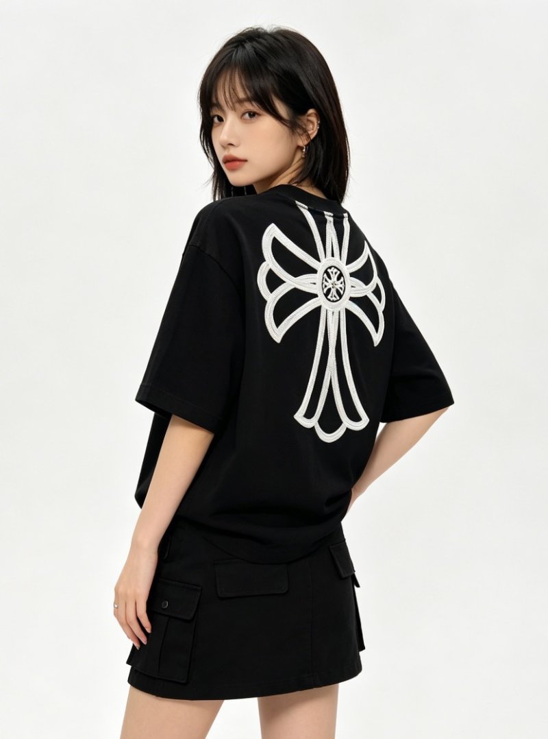 Chrome Hearts Black Cross Embroidered T-Shirt Purple view