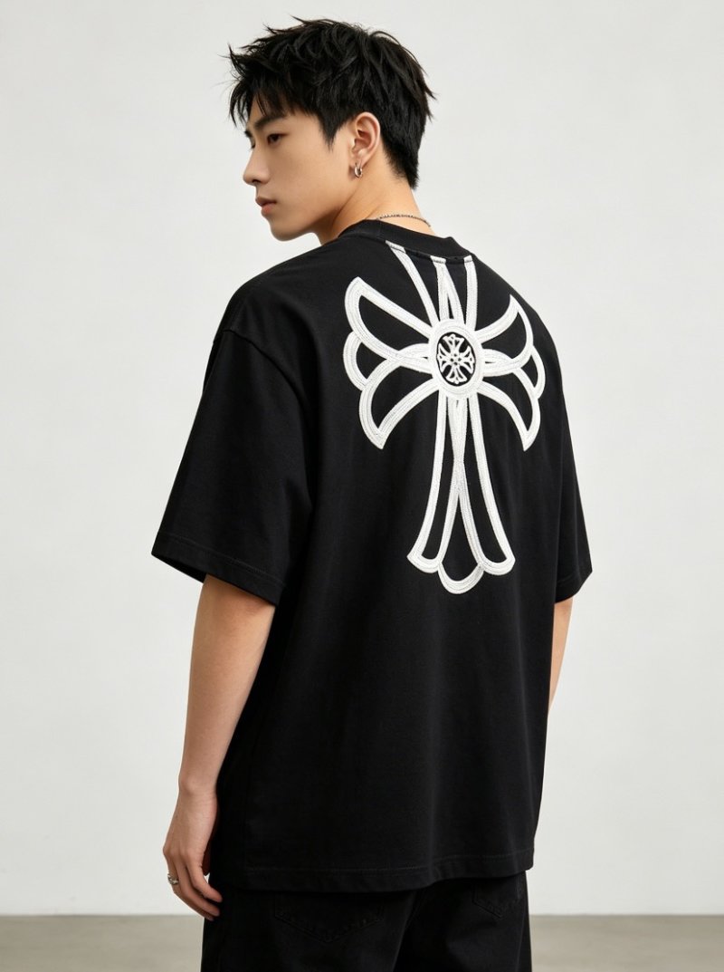 Chrome Hearts Black Cross Embroidered T-Shirt Purple view