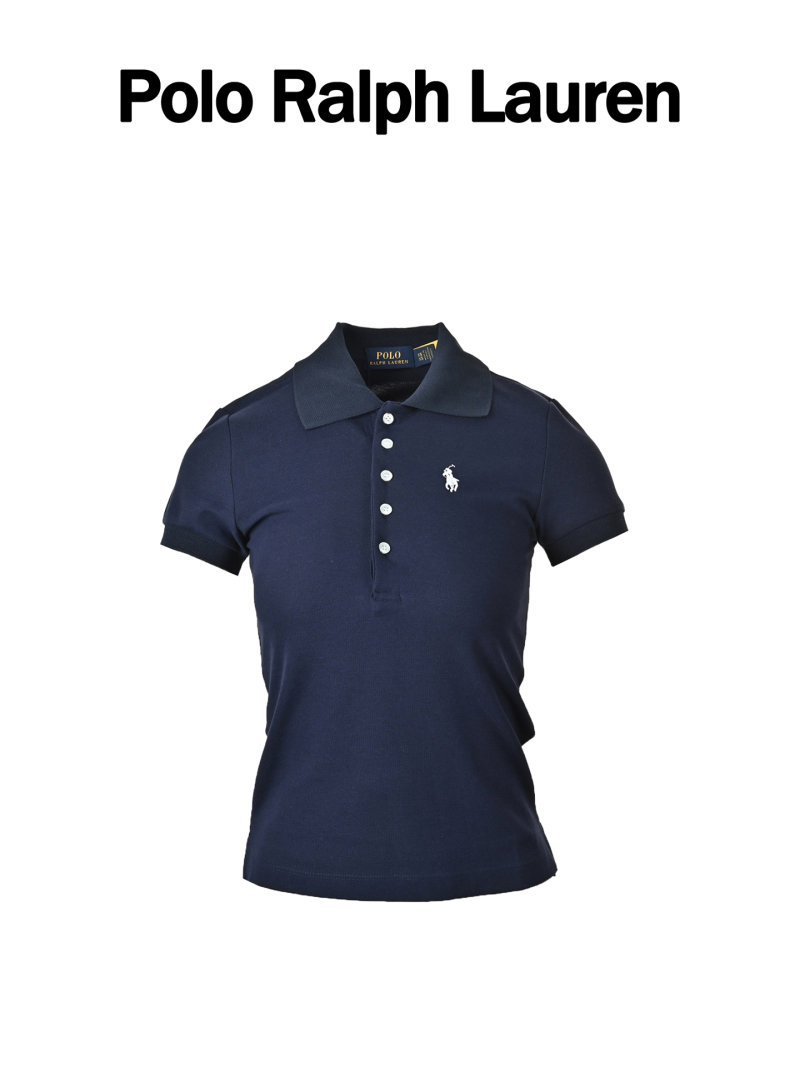 Ralph Lauren Women's 5-Button Pique Polo Shirt Navy