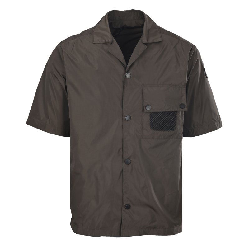 Stone Island Charcoal Short Sleeve Overshirt with Mesh Pocket view