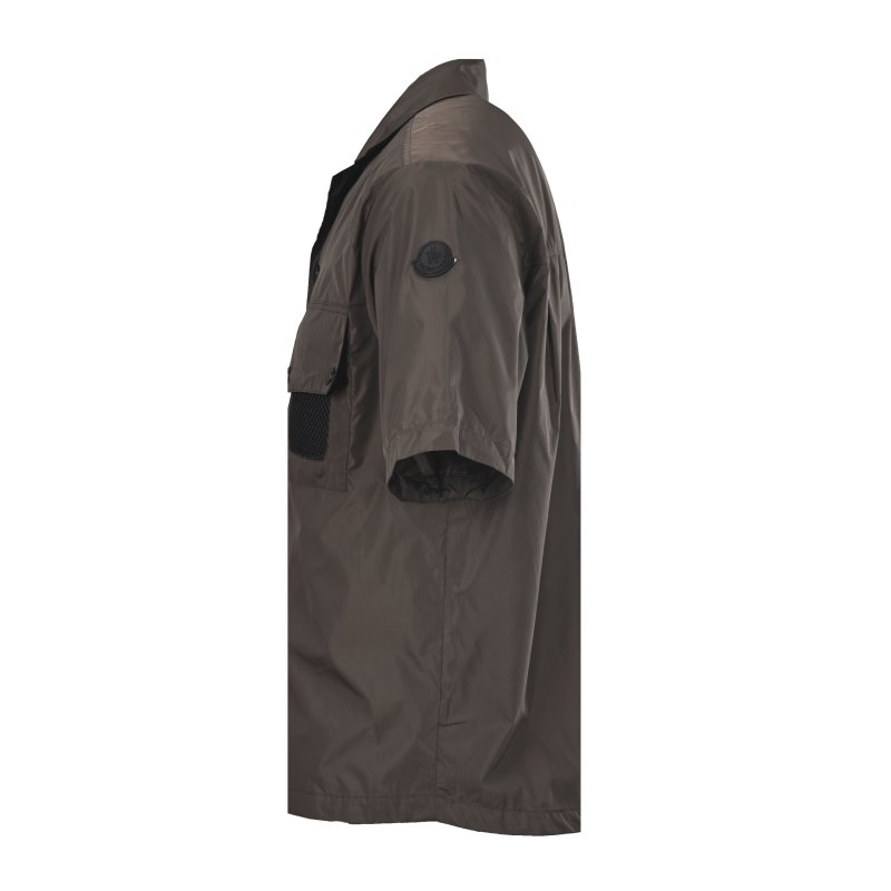 Stone Island Charcoal Short Sleeve Overshirt with Mesh Pocket view